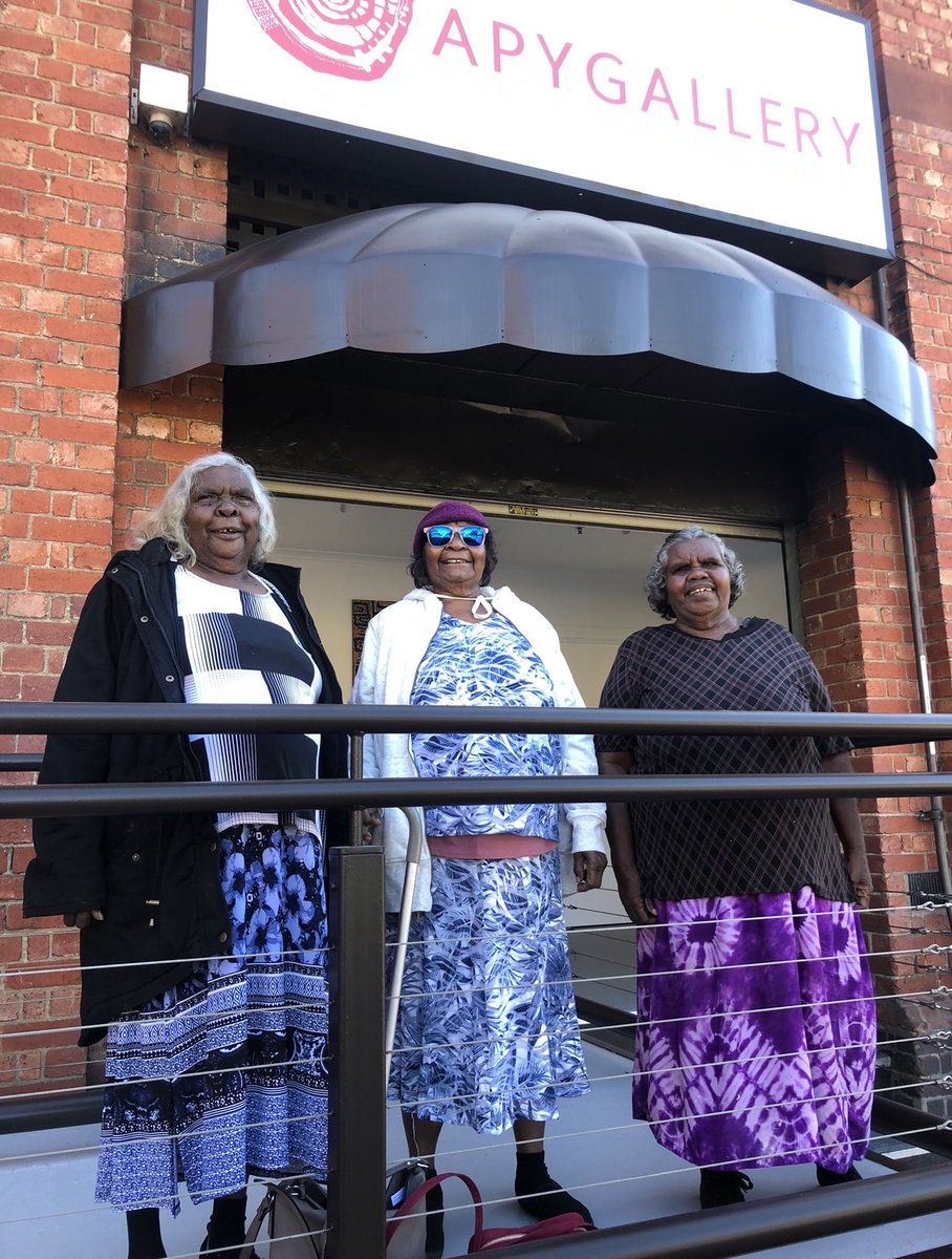apyacc's tweet photo. What a fabulous day to visit a gallery!The APY Galleries are open in Sydney and Adelaide today!Please come and experience the stunning works from emerging artists of APY Communities. APY Gallery Sydney 45 Burton Street Darlinghurst, APY Gallery in Adelaide 9 Light Sq. Adelaide. https://t.co/7wjkyOkUAf
