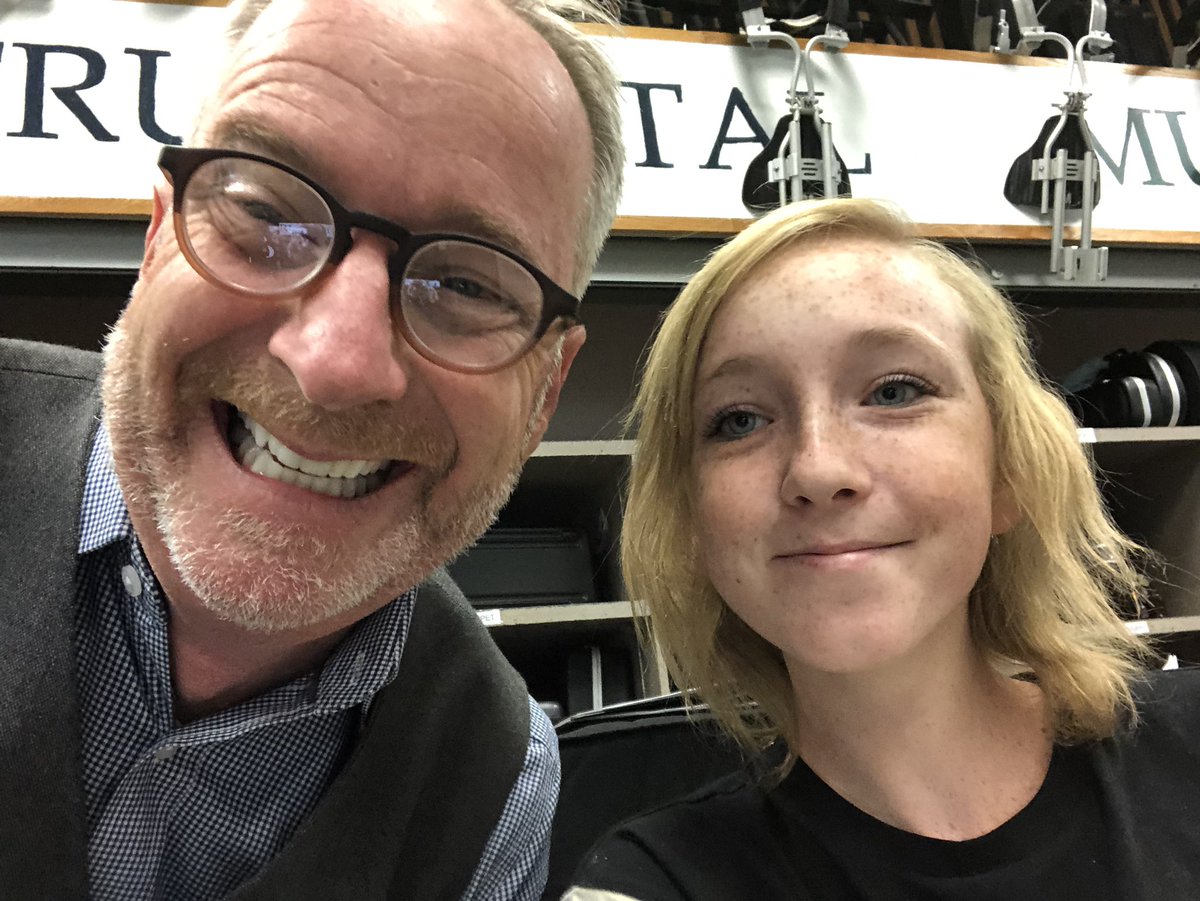 themoreyougive's tweet photo. I arrived at a session early and the band was rehearsing... so I got a trumpet and sat in! Meet Hanna, my very tolerant stand partner. #badchops #musiced https://t.co/dbaOyUq0oz