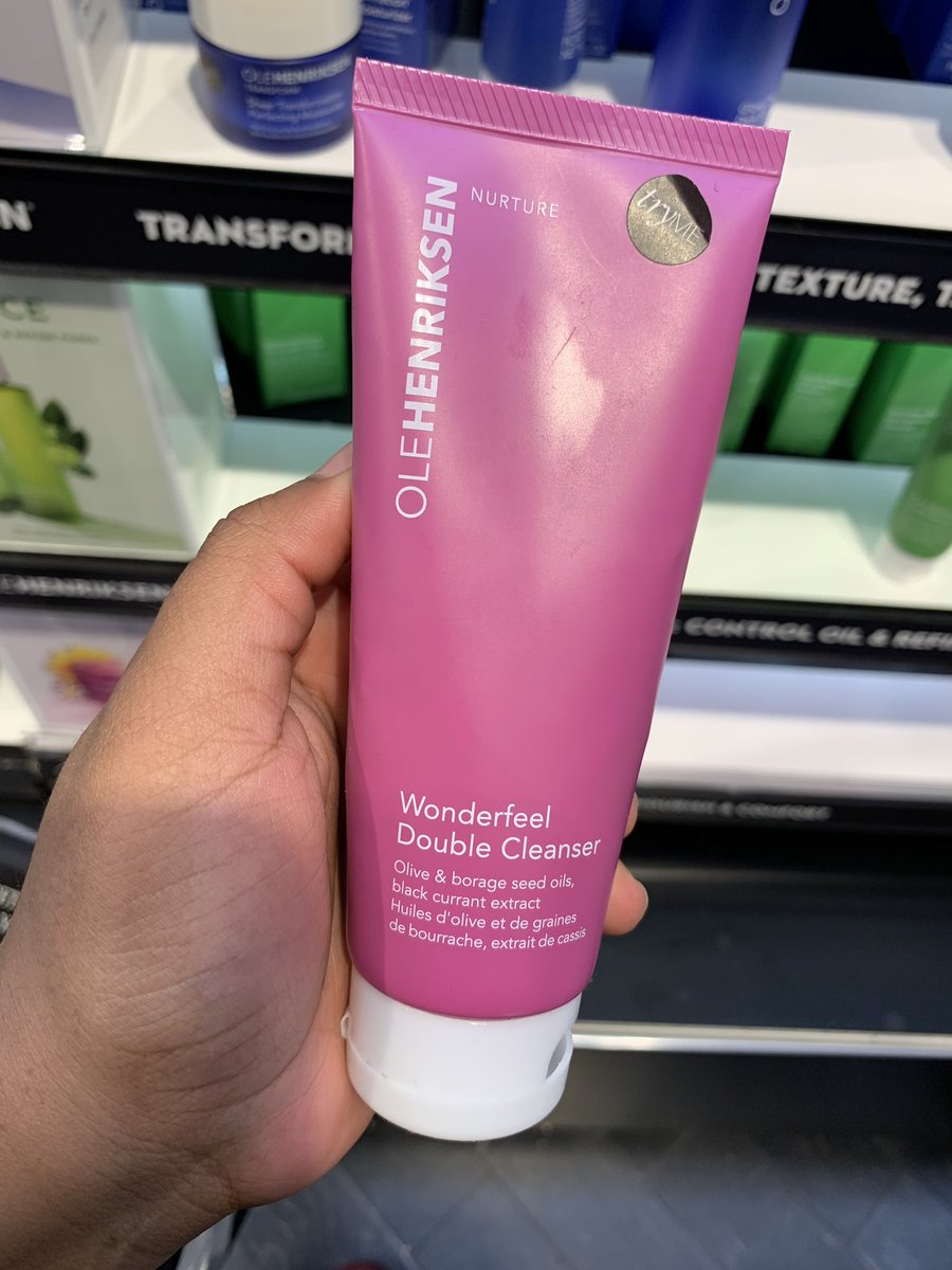  @OleHenriksen Wonderfeel Double Cleanser. $32. Borage seed oil and black currant oil help to break down makeup/SPF and calm the skin down. Super nourishing and non-stripping. Great for all skin types, but especially dry and sensitive. As well as acne prone.