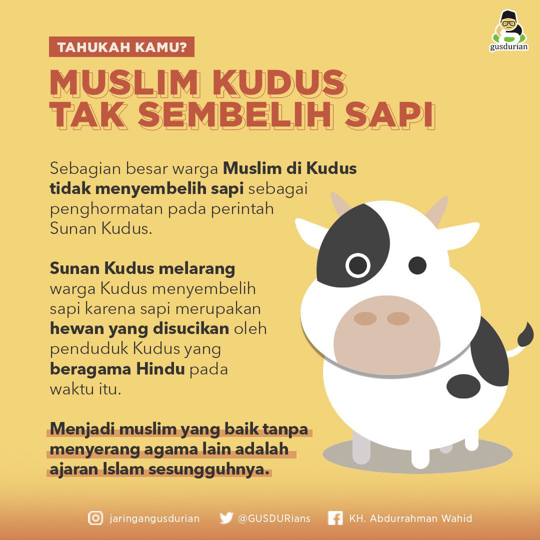 GUSDURians's tweet photo. Mari kita belajar dari Sunan Kudus tuips.

Bahwa..

Menjadi Muslim yang baik itu tanpa menyerang dan merendahkan agama lain.

Yang setuju rituit yuk.. https://t.co/6JmYjxJTHV
