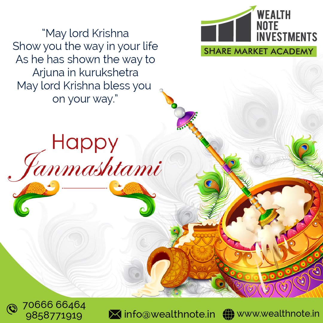 WN_Sharemarket's tweet image. Celebrate the birth of Lord Krishna who enchants everyone with his playful mischiefs. Have a happy and blessed Krishna Janmashtami.!!!
#happyJanmashtami #KrishnaJanmashtami #wealthnote