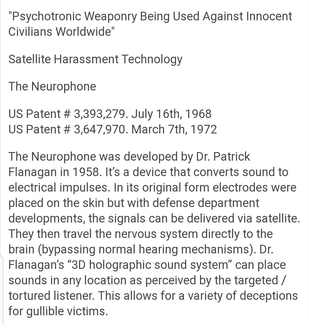  #PsychotronicWeapons  #TargetedIndividuals  #MindControl patents  …http://9-11themotherofallblackoperations.blogspot.com/2013/06/patents-for-directed-energy-microwave.html?m=1