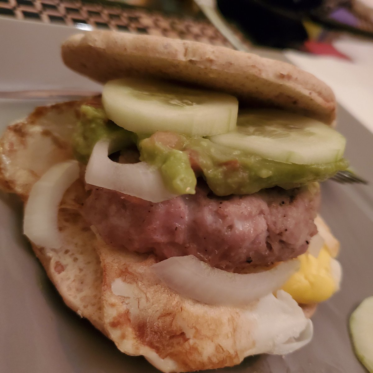 Turkey Burger, Avocado, Egg sandwich from <a href="/FitMenCook/">Kevin Curry</a> ... plus onion, cucumber, and multigrain sandwich thins instead of sweet potatoes...absolutely delish! fitmencook.com/four-healthy-4…