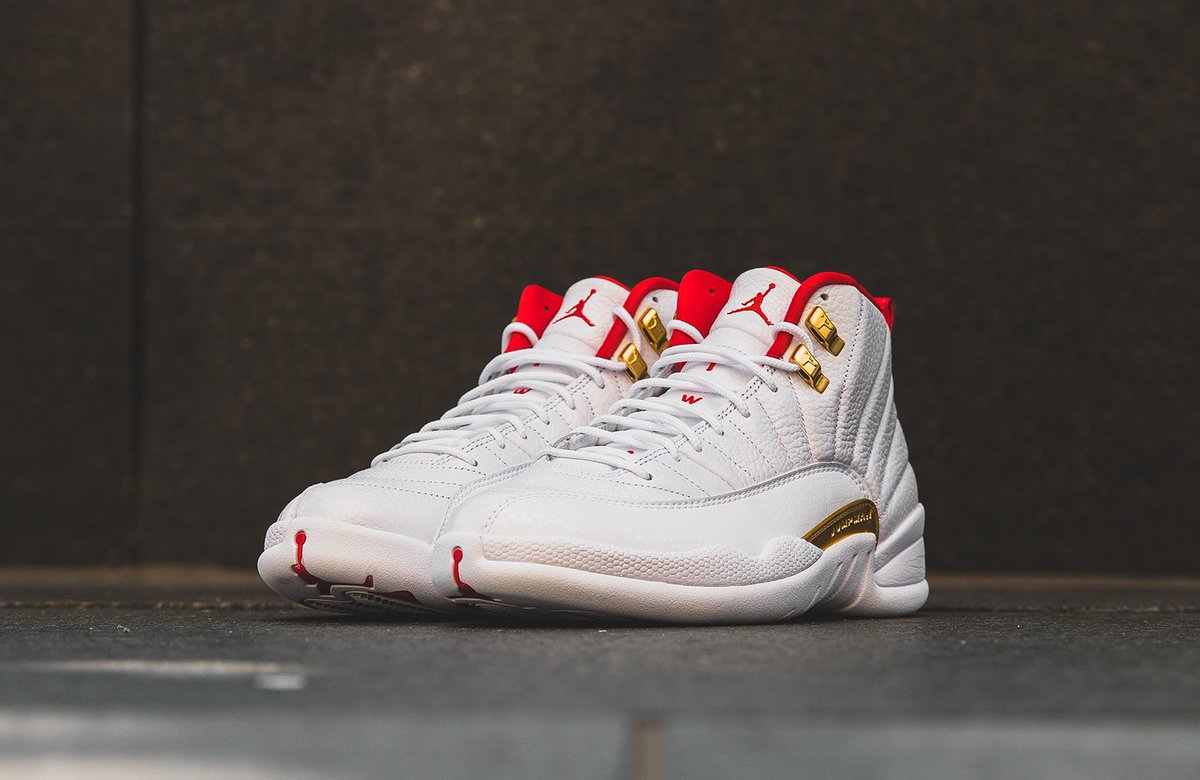 jordan 12 red and white footlocker