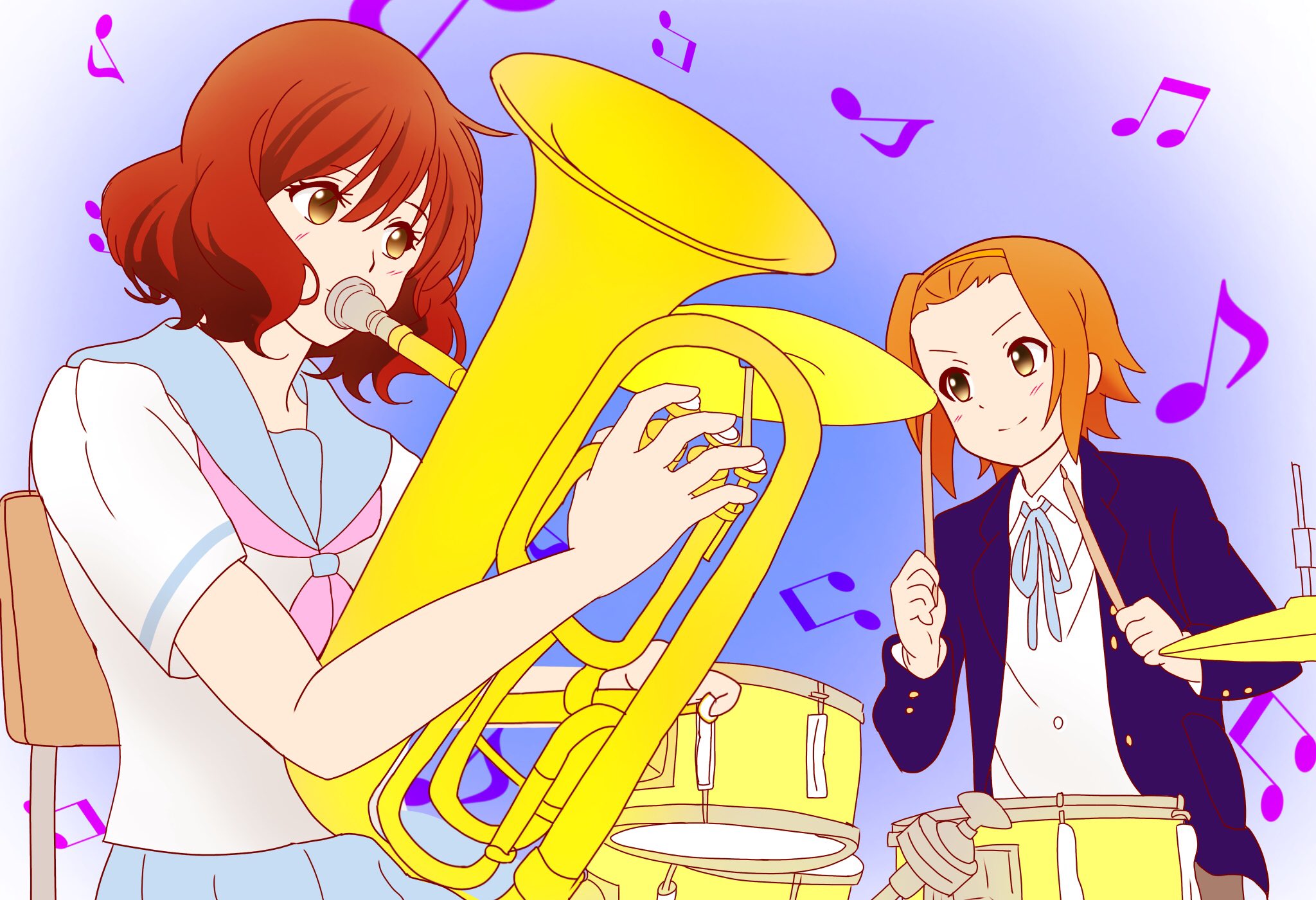 つよし 久美子 律セッション 久美子と律の誕生日にアイデアは浮かんでたけど形にできなかったやつなんとかかけた てかトレスで描いて無いところが下手すぎて嫌になる とくに ユーフォニアムの形がよくわからなかった 響けユーフォニアム けい