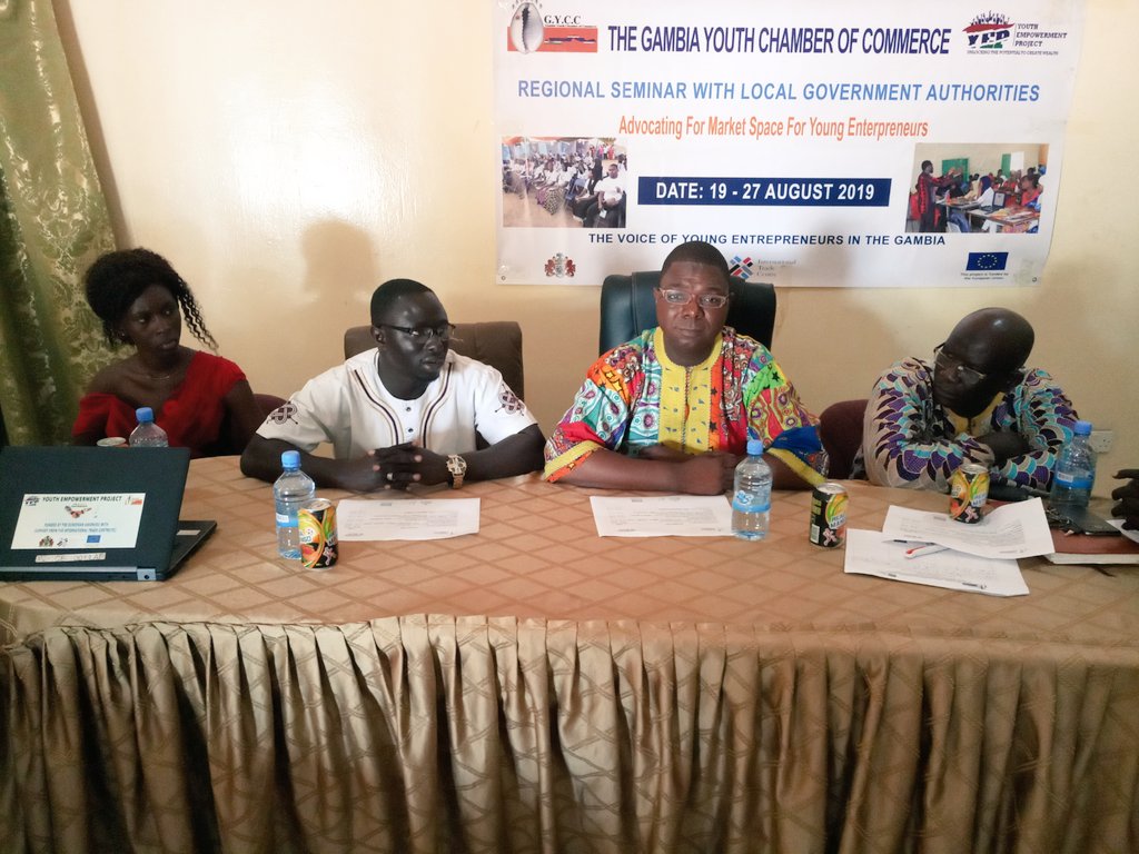GYCCGambia's tweet photo. This morning at the Brikama Area Council, @GYCCGambia continues it's regional seminar with Regional authorities on our effort to create market spaces for Young entrepreneurs.
#MarketSpaces
#DecentJobs4Youth https://t.co/FWJpzpwrzu