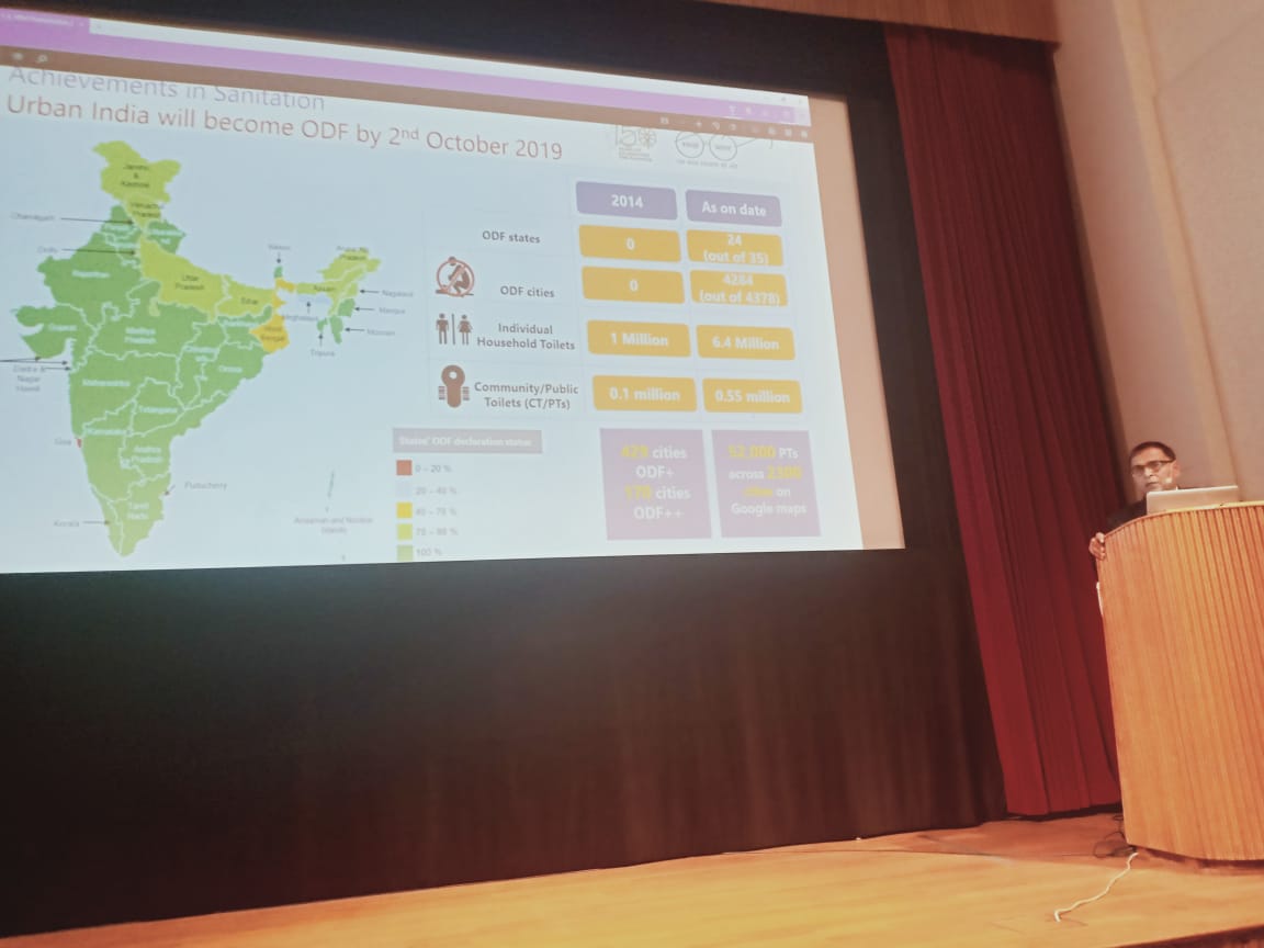 SwachhBharatGov's tweet photo. Shri V K Jindal, JS and National Mission Director @SwachhBharatGov, presenting Swachh Bharat Mission's success story at the Sustainable Sanitation Alliance (@susana_org) meeting being held in Stockholm, Sweden to celebrate "World Water Week 2019"
#SwachhBharat #MyCleanIndia https://t.co/Nw52KvOWs6
