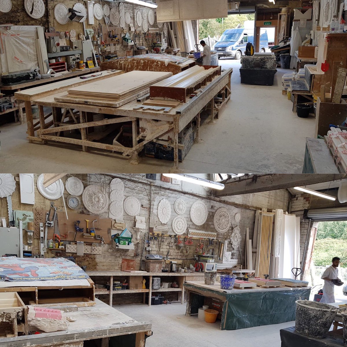 Tidiest I’ve seen my workshop.. British Gypsum will have to visit more often 😳😳. Thanks guys..👍 #heritage #britishgypsum #conservation #lime #plaster #plastering #interiors #periodhomes #cornice