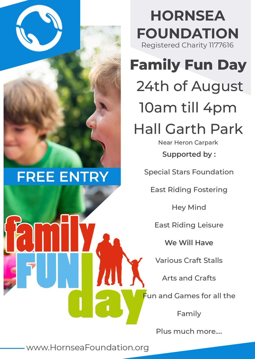 randomness250's tweet image. 💥💥TODAY 💥💥
Be sure to come along to our Family Fun day at Hornsea Hall Garth Park ( Near Heron Car Park Entrance ) , we are been supported by some amazing people.
Thank you
Special Stars Foundation
East Riding Fostering
Hey Mind
East Riding Leisure
Can't wait to see you all