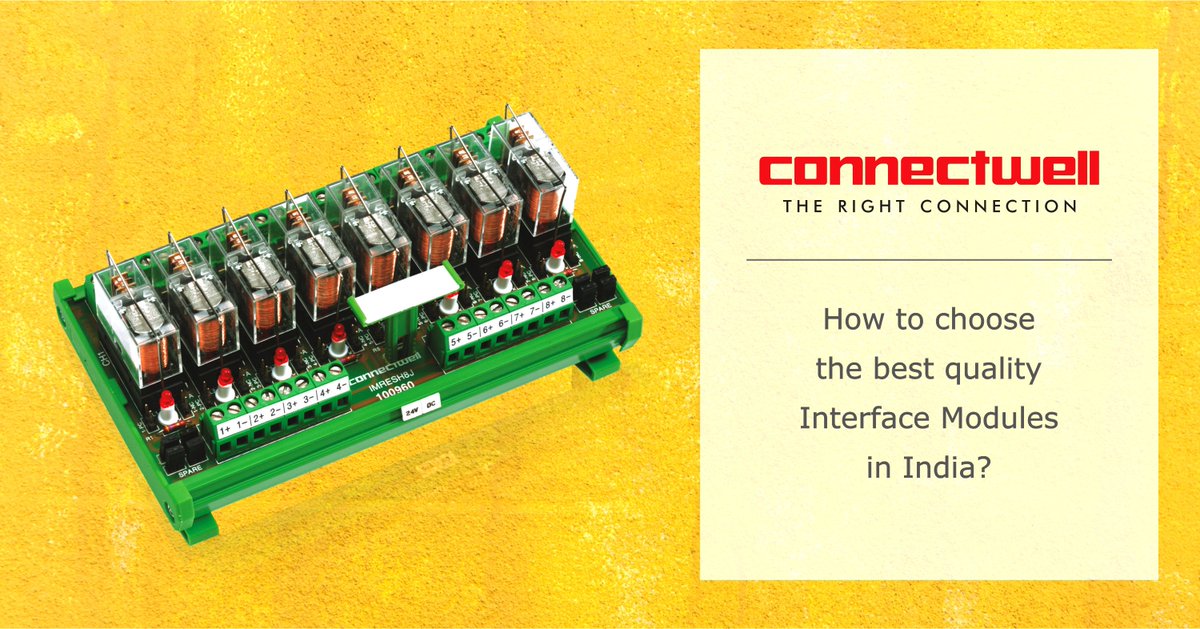 connectwell_ind's tweet image. Your hunt for India&apos;s Interface Module ends here! Know how to select the best interface modules:connectwell.com/global/news/bl…
#InterfaceModules #RelayModule #ChannelRelayBoards #UL_Relay_Boards #ElectromechanicalRelays 
#SolidStateRelays #TheRightConnection #ConnectwellIndustries