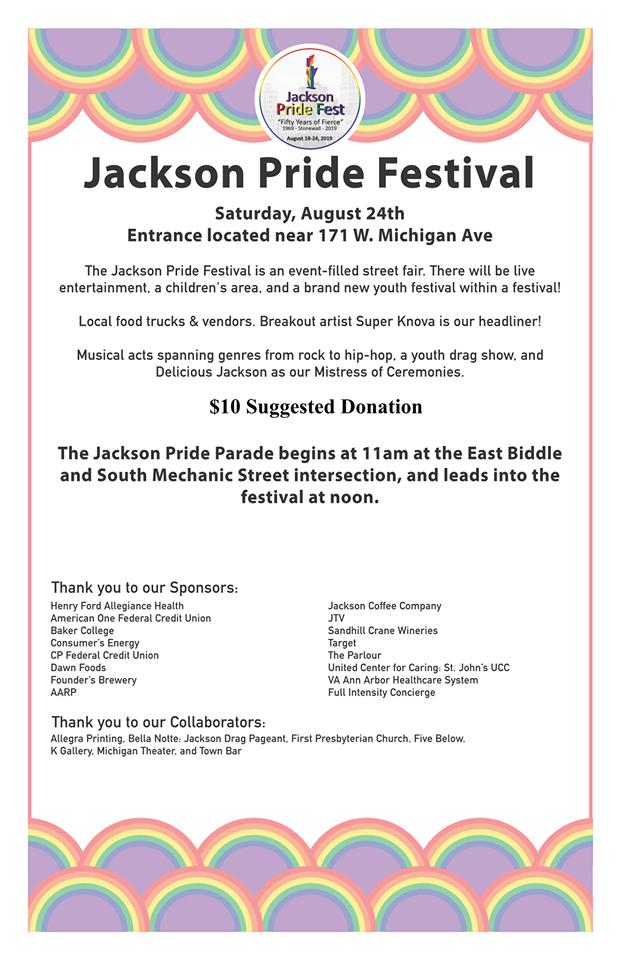 #FiftyYearsOfFierce
#JaxPride2019
Keynote Speakers 12p
Youth Drag Show 2p
#Mainstage
@ScaryWomen 1:30p
@LVRSband 2:20p
@PersonalityCrisis 3p
@SuperKnovaMusic 4p
@manmoonmusic 5p
@oddsfishmusic 5:55p
@SmartAlecsBand 6:45p
@fate_chosen 7:35p

Hostesses #Delicious #HershaeChocolatae