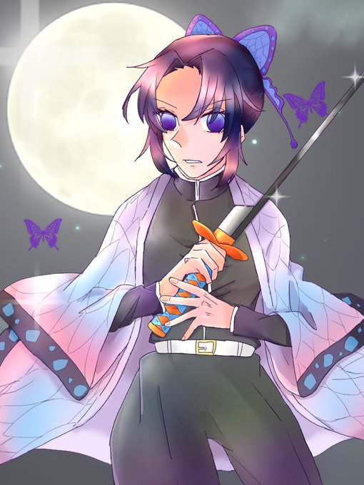 サさんがTwitterに投稿した胡蝶しのぶ(鬼滅の刃)のイラスト。