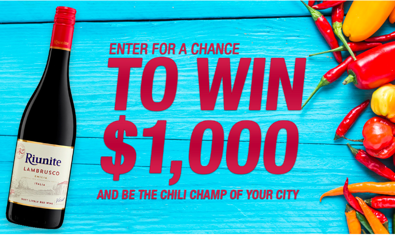 CCCentral's tweet photo. Kick it with Riunite and show us your best shot at the Ultimate Chili Cook-off! Enter your recipe for review and if selected you could compete live for $1,000 cash! Enter at https://t.co/BcGHU7suWi https://t.co/jFURDc5swv