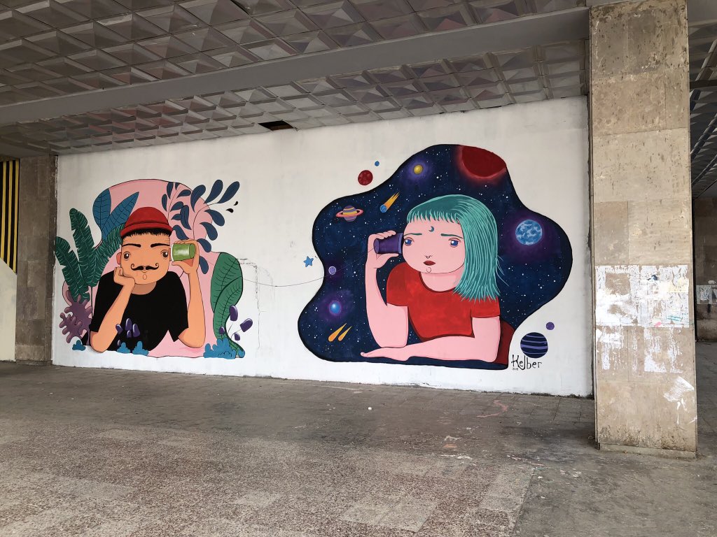 GeorgiaPictures's tweet photo. Spotted some new murals on TSU’s Brutalist library building in Saburtalo #StreetArt https://t.co/fPQ3OFelxo