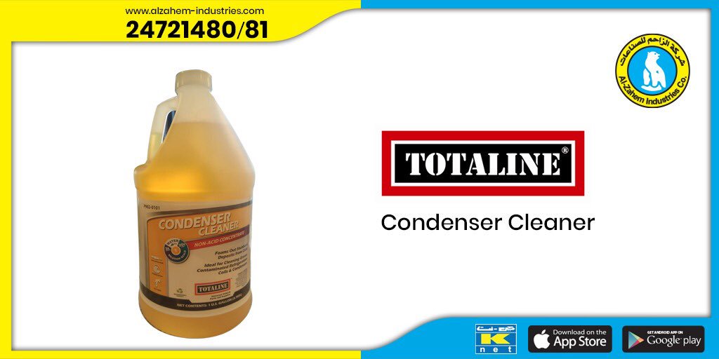 ZahemIndustries's tweet photo. Totaline Condenser Cleaner, 
Non-Acid Concentrate (Yellow)
Premium potassium formulation for better rinsing Excellent for greasy coils, exhaust and other sticky residue from condensers.Made In 🇺🇸 
Available in our stores &amp; app! 
📲: https://t.co/wqCDQIqikH
#totaline #usa https://t.co/8wY333UFyz