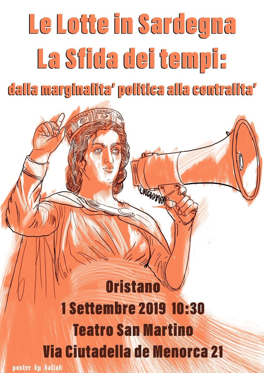 furia_rossa's tweet photo. La locandina per l'Assemblea natzionale del #1Settembre che si terrà a #Oristano "Le lotte in #Sardegna: dalla marginalità politica alla centralità"

☛ https://t.co/TS65nmM7oZ https://t.co/TD7UXYYx41