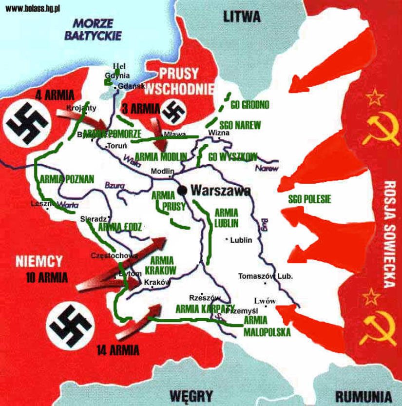 El 1 de septiembre de 1939, los alemanes atacaron a Polonia.El 3, Francia y RU declararon la guerra a Alemania.A las dos de la madrugada del 17, Stalin comunicó al embajador alemán que cuatro horas más tarde atacaría a Polonia. Para proteger a las minorías rusas, dijo.