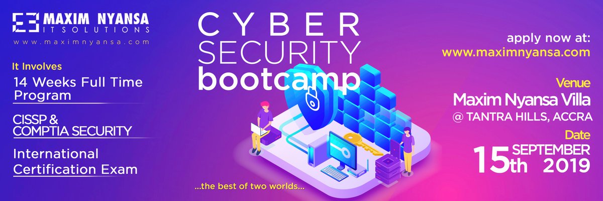 DianavdStelt's tweet photo. A new #cybersecurity #bootcamp #MaximNyansa #Accra starting next month. https://t.co/4gZUcDfbS4