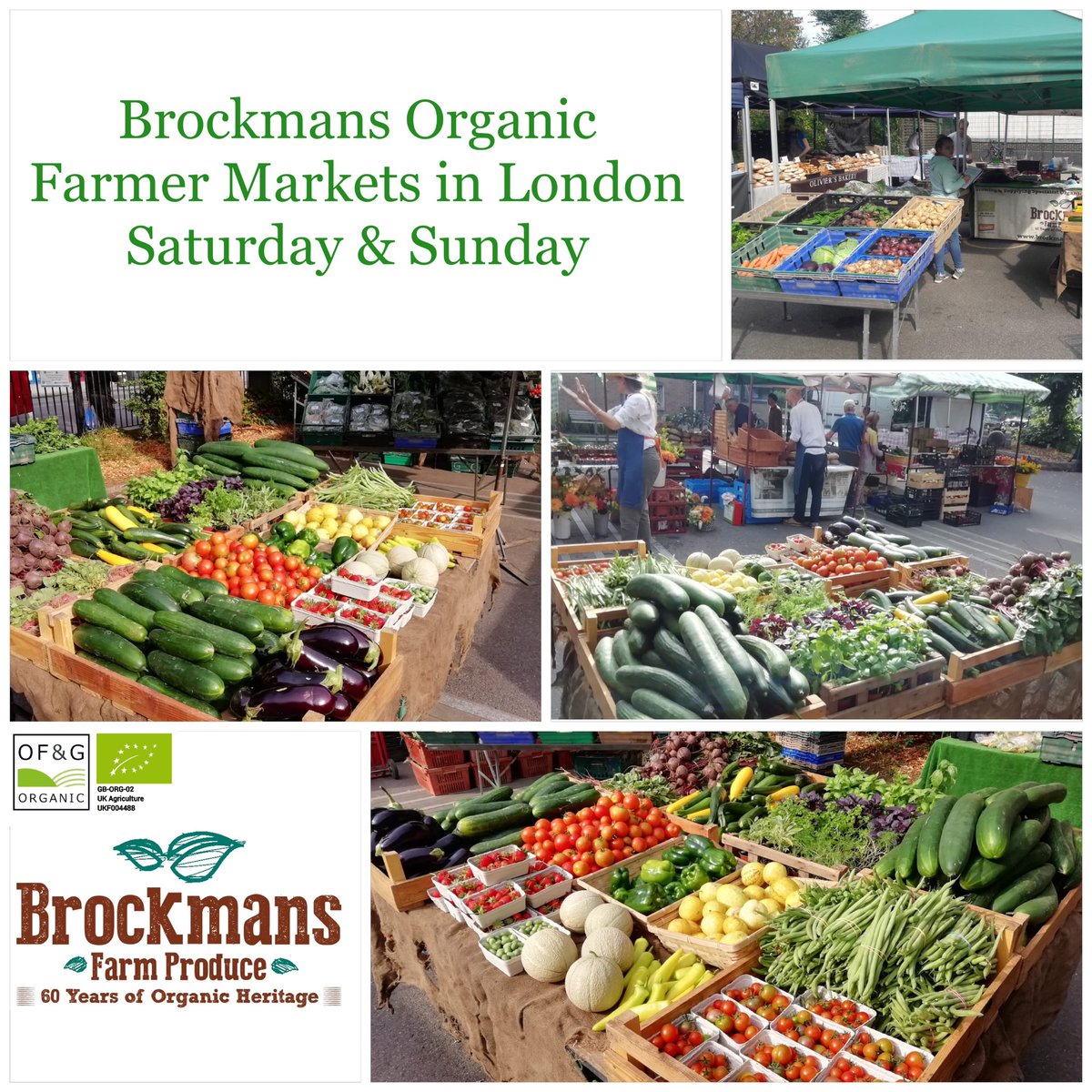 🥬🍅Farmer Markets this Weekend. 🥒🥔 

Brockmans Farm Produce
 60 Years of Organic Heritage
 Established 1953
Farmers Markets-Online-Wholesale
Kents First Organic and Biodynamic Farm. Growing and Supplying 
Specialist Organic Heritage and Wild Produce.