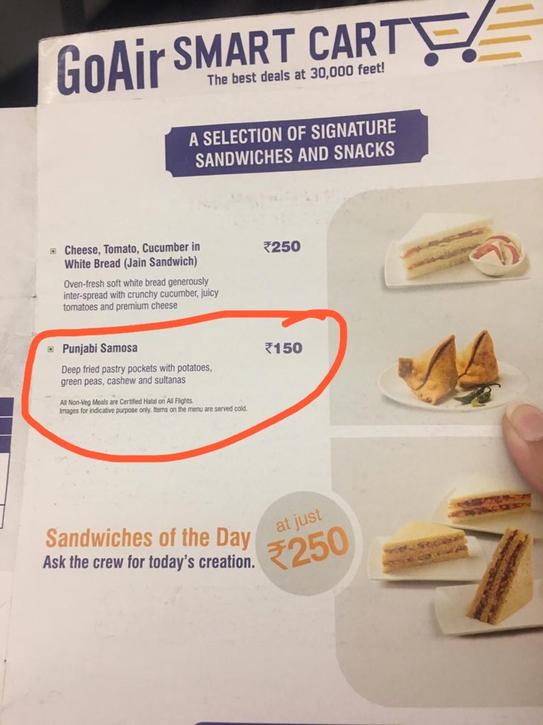 PrinceArihan's tweet photo. Here is the screenshot of @goairlinesindia menu. It clearly states that all its meat product are Halal certified. @Ish_Bhandari @ShefVaidya https://t.co/SU4ldWcsq2