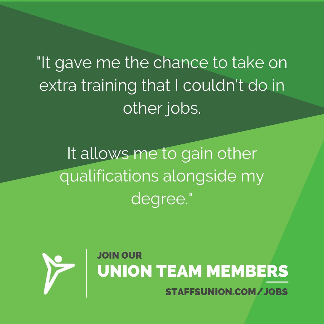 StaffsUnion's tweet photo. We're committed to #DevelopingYou and your skills whilst at @StaffsUni.
We offer discounted training in areas like First Aid, Food Hygiene and more to our Union Team Members to enhance their employability.
Apply to join our Union Team today:
β‘οΈ https://t.co/fm3bVh9rY0 https://t.co/ABO52nVlRE