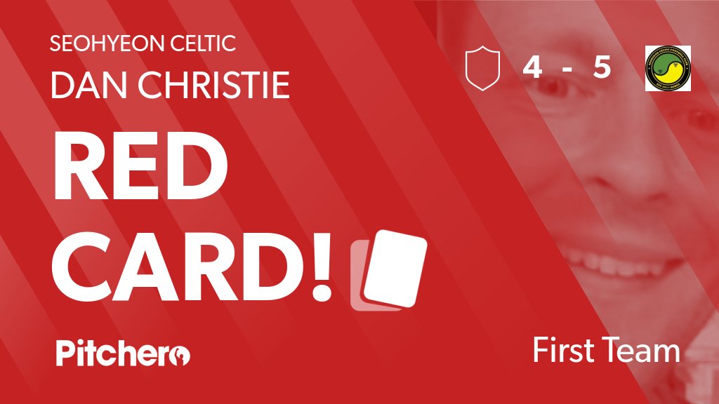 CelticSeohyeon's tweet photo. 66': Dan Christie is sent off for Seohyeon Celtic
#SEOSEO #Pitchero
https://t.co/5j0Zb4eBmC https://t.co/SmV4KpiQIh