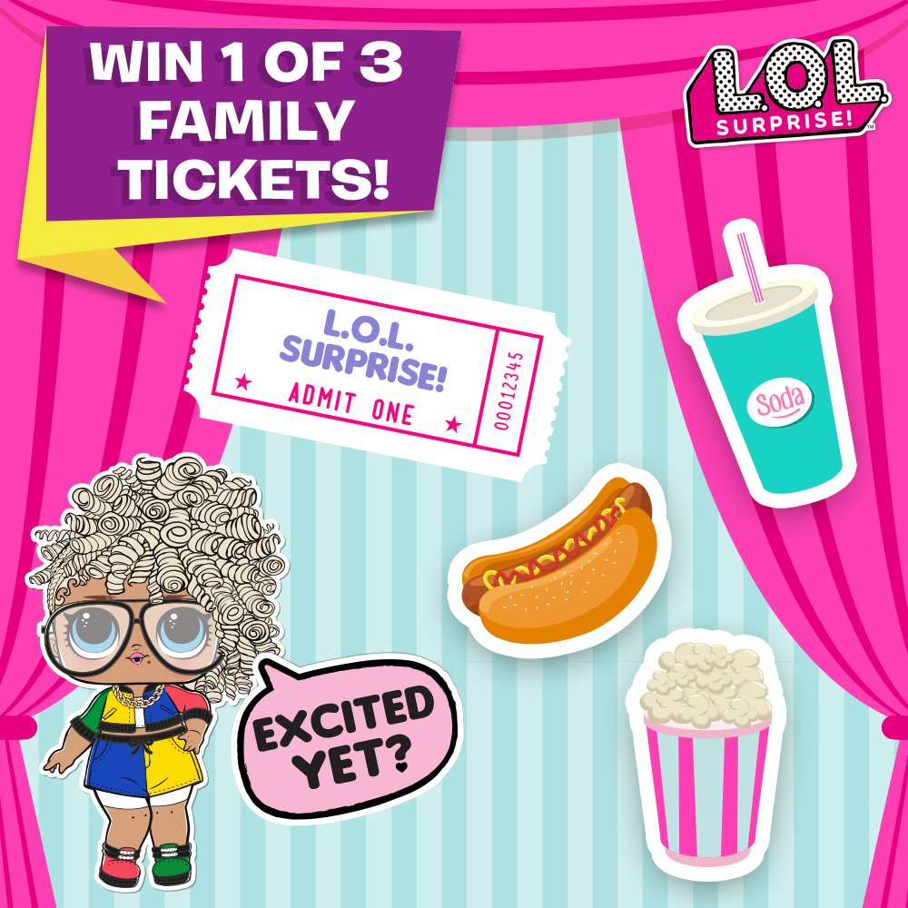 SmythsToysUK's tweet photo. COMPETITION TIME ! 😍
Today we are giving you the chance to WIN 1 of 3 Family Tickets (6x tickets each)  to see L.O.L Surprise! when it comes to all Vue cinemas at the end of this month. 😁
To enter, simply  RT. 😎
Competition ends TOMORROW,  25th August at 11:59pm. 🕛 https://t.co/gStjrla89u