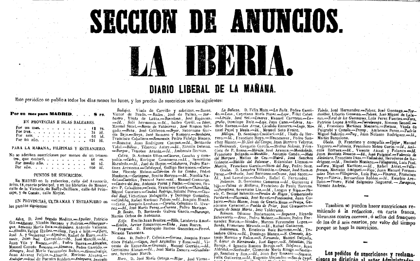 EL ROMATICISMO ESPAÑOL  #PUBLICACIONESLa Iberia / La Nueva Iberia (1854 y 1898): periódico liberal publicado en Madrid. Fue adquirido por Sagasta, alcanzando su máxima difusión y sirviéndole para criticar al gobierno y preparar la Revolución de 1868. http://hemerotecadigital.bne.es/results.vm?q=parent%3A0005515342&s=0&lang=en