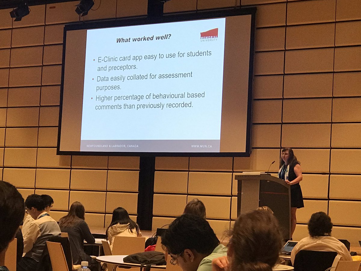 Dr. Norah Duggan presenting on using mobile app to record feedback on EPAs at #TEL2019 #AMEE2019 <a href="/MUNMed/">Faculty of Medicine</a> @NorahDuggan