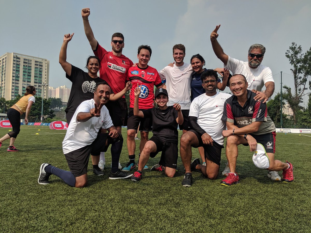 Team Deja Vu won all 6 matches we played today in our league - amazing coaching, incredible support from the <a href="/SocGen_HK/">Societe Generale Hong Kong</a> organising team, tips from <a href="/giteau_rugby/">Matt Giteau 🇦🇺</a> <a href="/nicholas_hewson/">Nick Hewson</a> #ThomasCastaignede are some of the reasons why. Hoping for the best! Thanks for a surreal 1st day!
