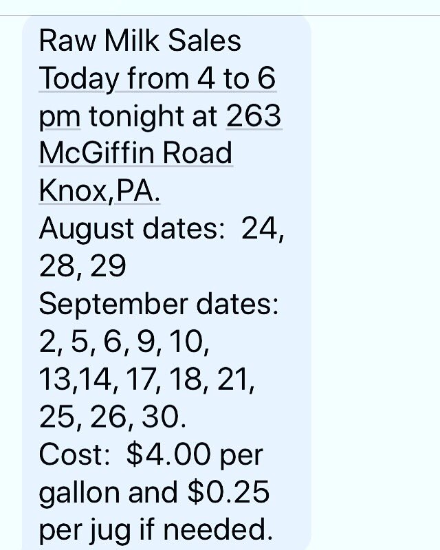 KamiCoursen's tweet photo. Henry Farms raw milk sales start today!!!! #KeystoneFamily #ClarionCounty #HenryFarm https://t.co/YrnNjxXuJP