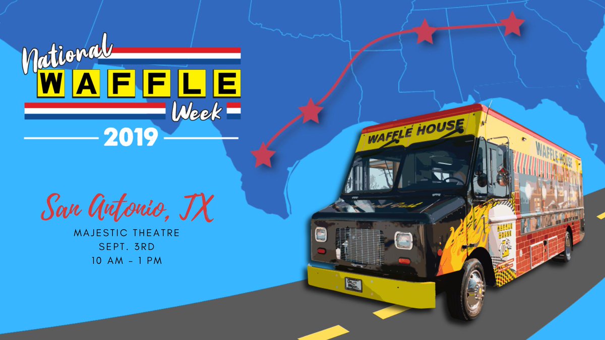 WaffleHouse's tweet photo. Happy #NationalWaffleDay to @downtownsatx and @CentroSA! RT so we know how many waffles to bring! https://t.co/uvIMASuDOp https://t.co/VsuMUtItRC