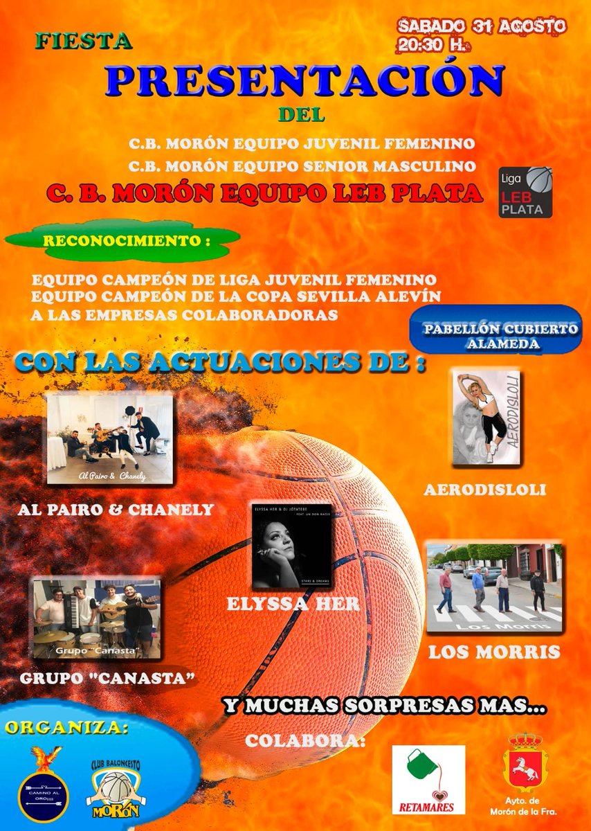 ‼️Falta una semana‼️
El próximo sábado 31 de agosto gran presentación del equipo del LEB Plata y muchísimas cosas más.
No te puedes perder este evento que han organizado nuestros amigos de <a href="/caminoalorocbmo/">@amigos del bàsquet SOMOS DE ORO!!</a>