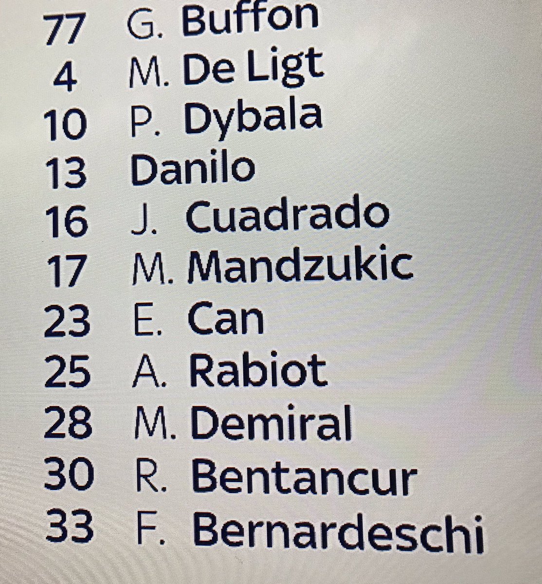 Juventus official bench today.