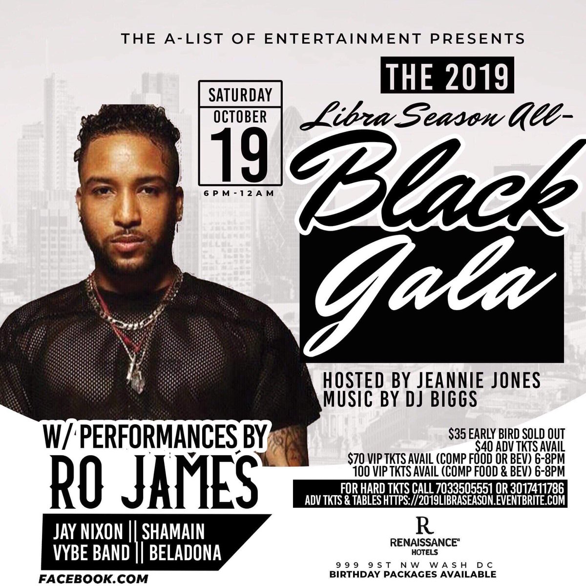 urbanpromote's tweet photo. #RoJames, #BelaDona, #Vybe, #JNixon, #Shamain, #DJ Biggs #LIVE

Libra Season tips the scales this year as Grammy Nominated R&amp;b Sensation RO JAMES hits the stage @ The Renaissance Hotel DC!
Call 7033505551 for more details &amp; information or get tickets @ https://t.co/s7bvyrwAkW https://t.co/4PNe7Kug8S