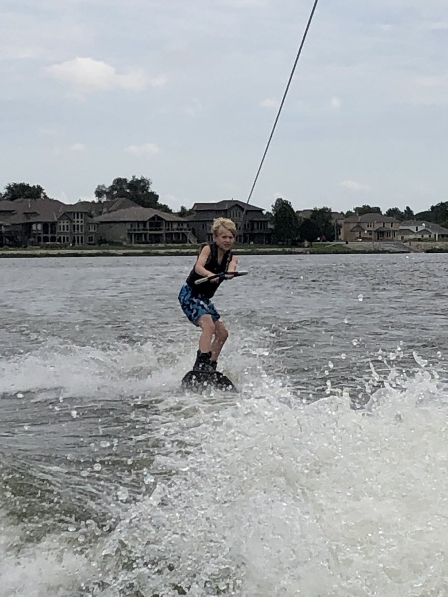 KeriCollison's tweet image. Who needs a second try when you can master wakeboarding on your first? #notthisguy #proudmomma #lakelife