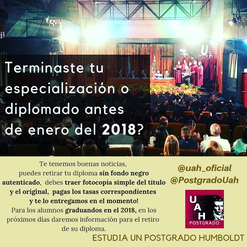 PostgradoUah's tweet photo. Solicita info. en la sede de la Av. Andrés Bello piso 3.

#uah #unihumboldt #cursos #estudio #capacitación #éxito #empresas #noticias #f4f #emprendimiento #motivación #educación #investigación #consultoría #opinión #redessociales #caracas  #postgrado #posgrado https://t.co/79mnP44sbU