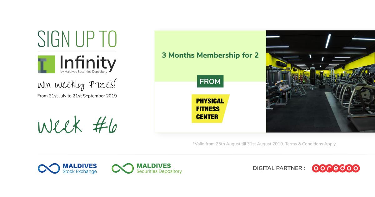 StockExchangeMV's tweet image. Another week; to progress, to advance, to grab that free gym membership. This time for two!

Sign up to infinity.mv &amp;amp; stand a chance to win the prize.

Terms &amp;amp; Conditions apply: buff.ly/2JTIElk

#PhysicalFitnessMV
@OoredooMaldives 

#SignUpToInfinity