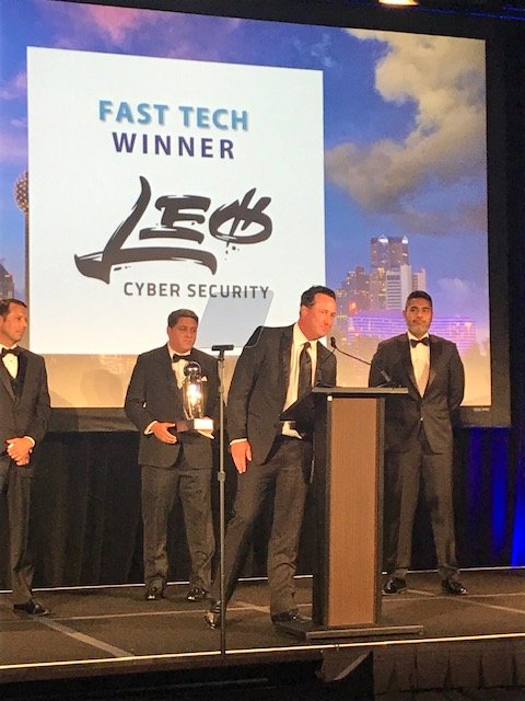 Congratulations to <a href="/davidadeering/">David Deering</a> and <a href="/LEOCyberSec/">LEO Cyber Security</a> for  winning the <a href="/TechTitansTexas/">Tech Titans</a> award! You're right... that logo does look pretty salty up there!😎 #clients  #winning #LogoDesign