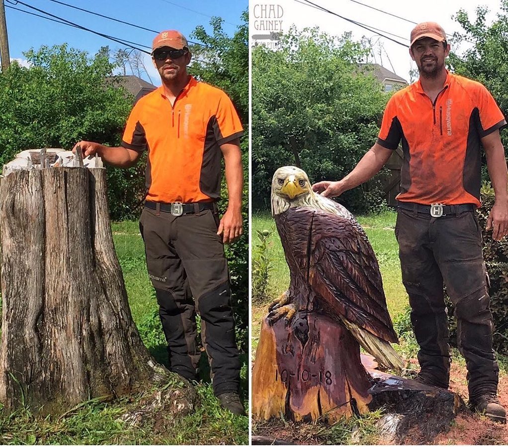 What have you made with #Husqvarna lately? Master chainsaw carver and #HTeam member <a href="/chadgaineyart/">Chad Gainey</a> carved this incredible symbol of resilience from a cedar tree damaged by Hurricane Michael in Lynn Haven, FL.

Share your work with us using #MadeWithHusqvarna.