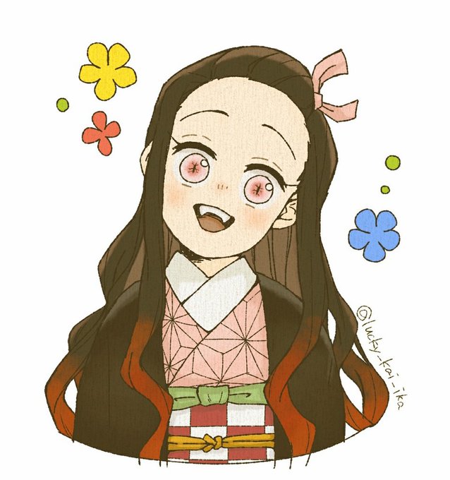 いかさんがTwitterに投稿した竈門禰豆子(鬼滅の刃)のイラスト。