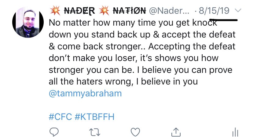 Nader_Nation91's tweet photo. @tammyabraham @ChelseaFCinUSA @ChelseaFC Proud of you Tammy 🙏 https://t.co/1HGExC6KC5
