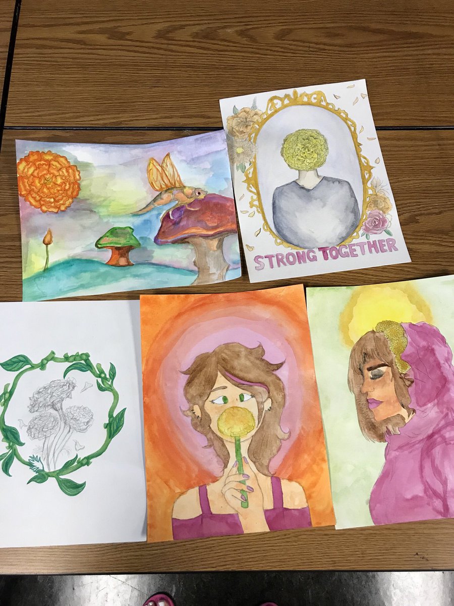 artwithalmeida's tweet photo. #marigoldsforelpaso is a statewide project where artworks featuring the marigold flower are being sent to El Paso and shown together in a display of hope and unity in the wake of the mass shooting on August 3rd. Works in progress! #ldhsvisualarts https://t.co/UfLKU04Zcm
