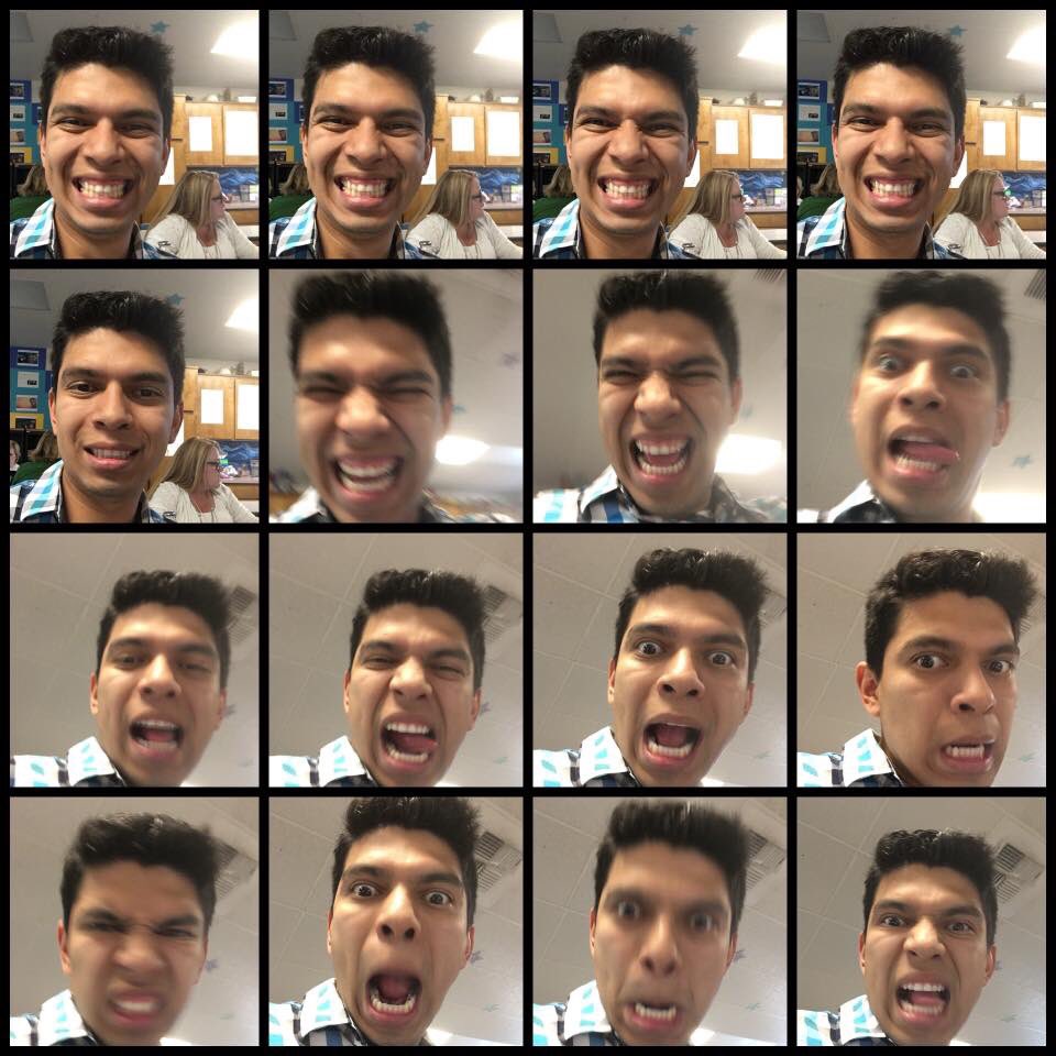 mcassady69's tweet photo. @CourtMcMahan @HugoHeisler @HugoHeisler completely bombed my phone with like 50 selfies one time! This is just a brief snippet of his creativity. He makes things fun though! https://t.co/NVAz6Ba6MJ