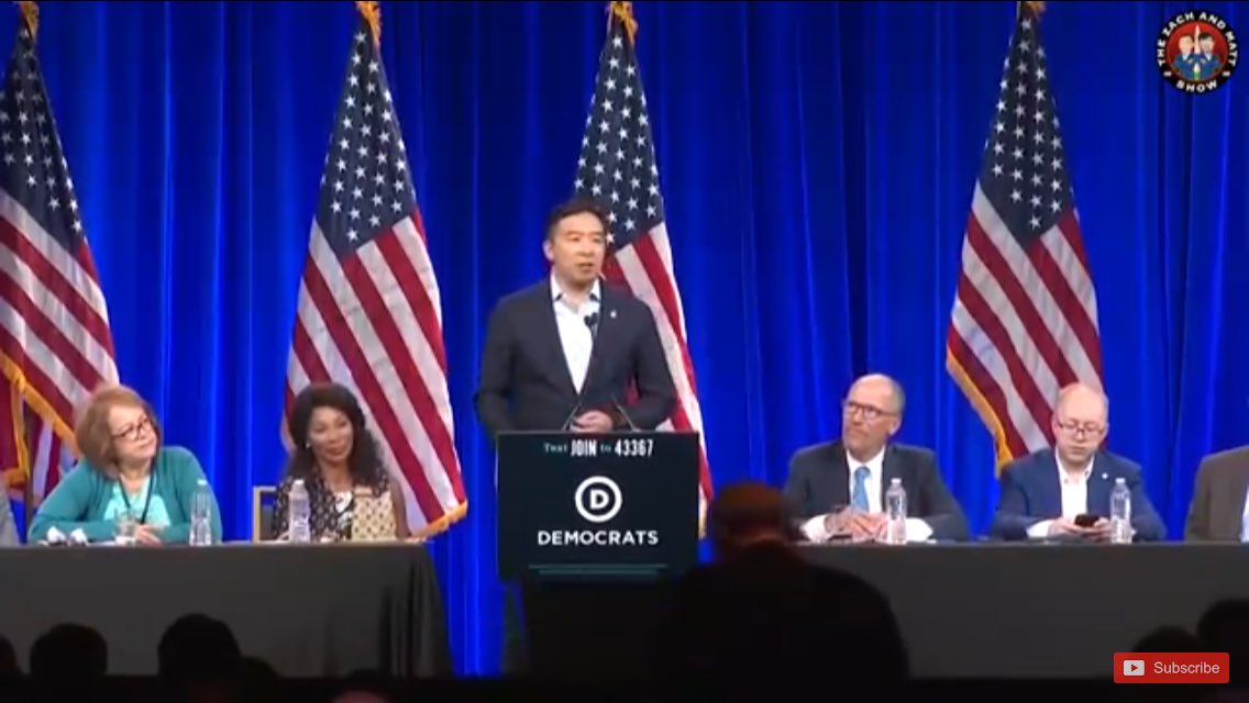 punkrockteach's tweet photo. Dude on right literally googling Andrew Yang as @AndrewYang speaks.🤣Andrew Yang Speaks at the DNC Summer Meeting and Fires up Audience | Ful... https://t.co/3NpSQqfbcV #yang2020 #humanityfirst #humanityFWD #yanggang https://t.co/LvwCoH4oMC