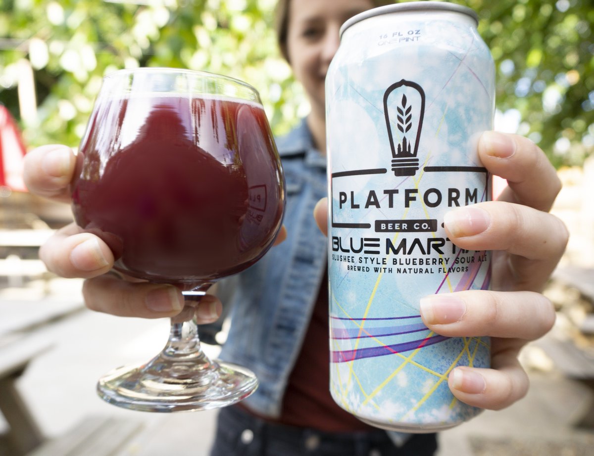 PlatformBeerco's tweet photo. Out Now: Blue Martian—our new slushee style sour ale, fermented with over two tons of blueberries to create this thick and smooth sour. (9.1% ABV, 19 IBU)
Draft and 16oz 4-packs are available today in our tasting rooms, starting at 10:00am!
#bluemartian #platformbeerhere https://t.co/yKNphuUblS