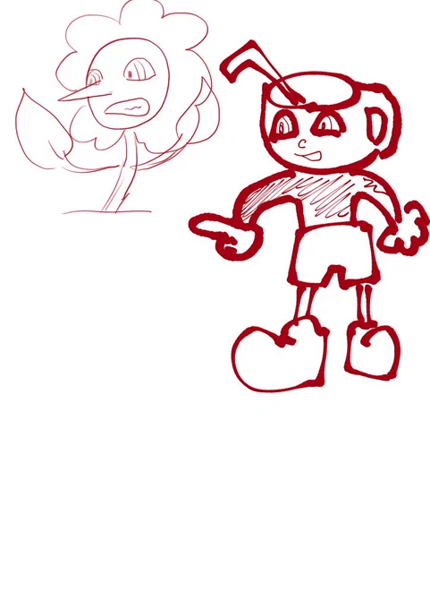 友達がうろ覚えで描いてくれた☕たちと私の誘導で描いてもらった🎈 あとレモン 
