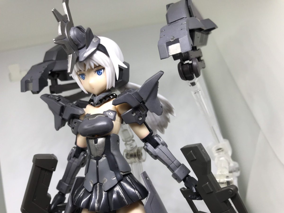 朱院蒼紋 フレームアームズガール アーキテクト改造 アーキテクト チャリオット 完成 肩アーマーはつま先の使いまわしを腕部穴に 4枚め フレームアームズ ガール フレームアームズガール