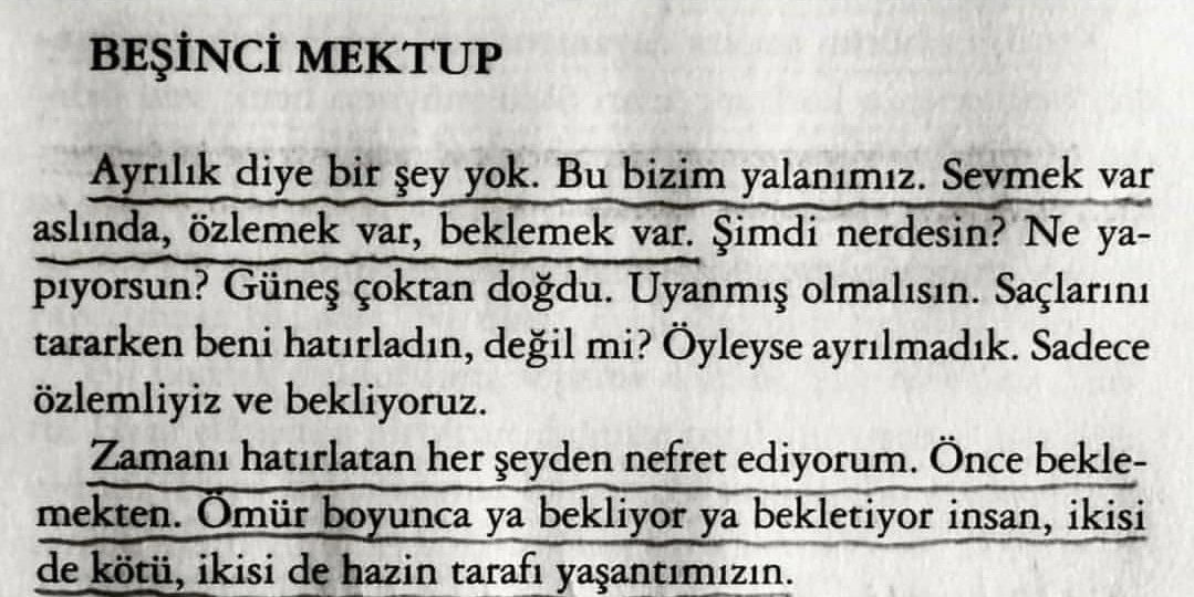 Ayrılık diye bir şey yok. Bu bizim yalanımız. Sevmek var aslında, özlemek var, beklemek var.

Ümit Yaşar Oğuzcan
