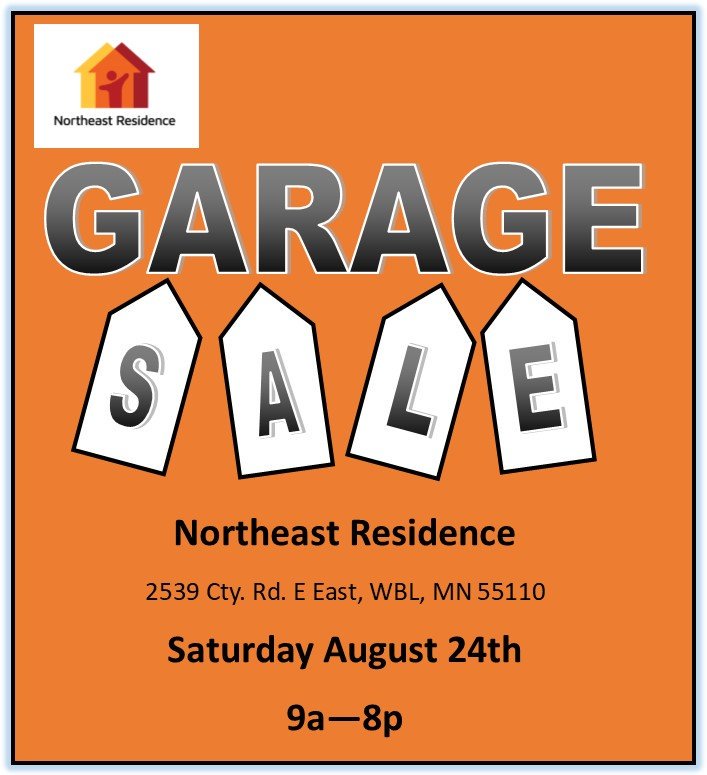 GARAGE SALE is happening TODAY at Northeast Residence corporate office from 9a-8p. You want stuff? We got stuff!

2539 Cty. Rd. E East in White Bear Lake. All proceeds will benefit Northeast Residence programs.